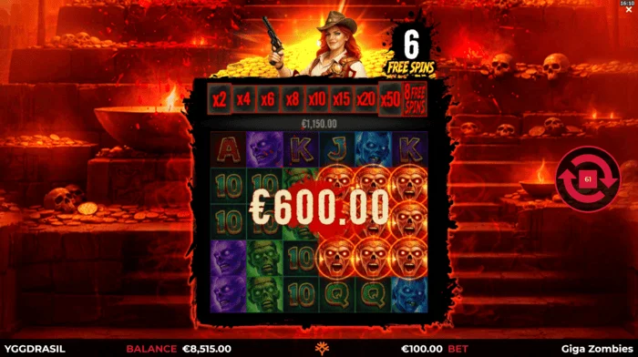 Giga Zombies - vitória durante as Free Spins