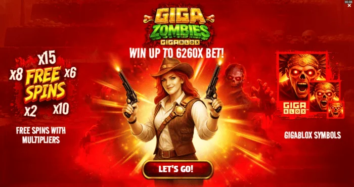 Giga Zombies - menu principal com seleção de aposta