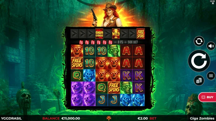 Giga Zombies - tela de jogo com carretéis 6x5